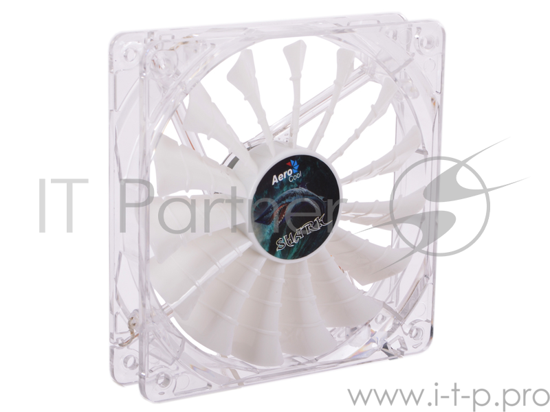 Вентилятор Aerocool Shark 14см Great White Edition (белая подсветка), 3+4 pin, 50 CFM, 800 RPM, 14.5 dBA