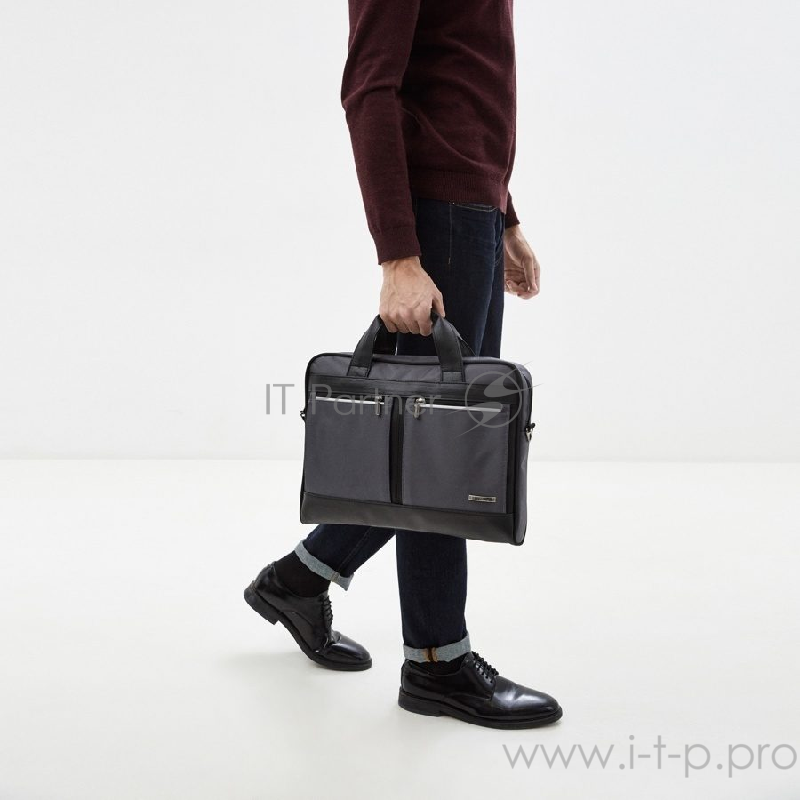 CROSS CASE CC15-014 Сумка для ноутбука чёрно-серая (15.6, нейлон, искусственная кожа)