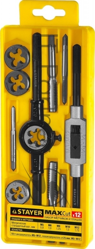 Набор метчиков и плашек Stayer 28012-H12_z01 12 предметов (жесткий кейс)