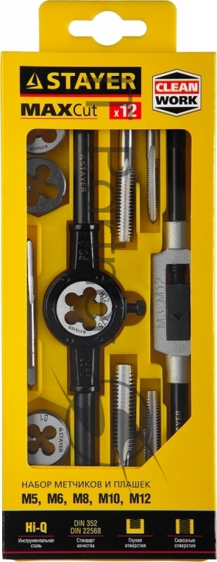 Набор метчиков и плашек Stayer 28012-H12_z01 12 предметов (жесткий кейс)