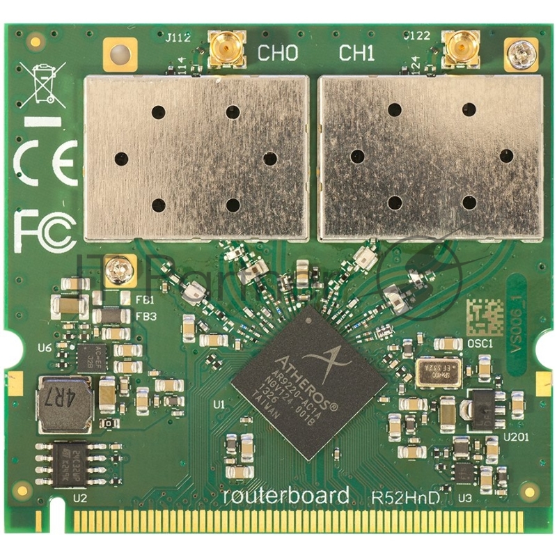MikroTik R52HnD Радиокарта miniPCI, 2x2 MIMO, MMCX, 26 дБм, 2.4 ГГц и 5 ГГц