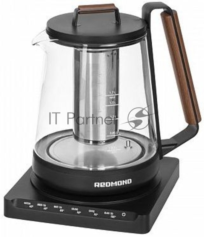 Чайник электрический Redmond RK-G1308D 1.7л. 1500Вт черный (корпус: стекло)