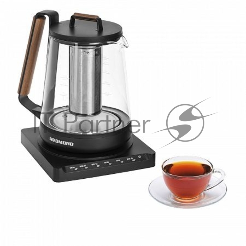 Чайник электрический Redmond RK-G1308D 1.7л. 1500Вт черный (корпус: стекло)