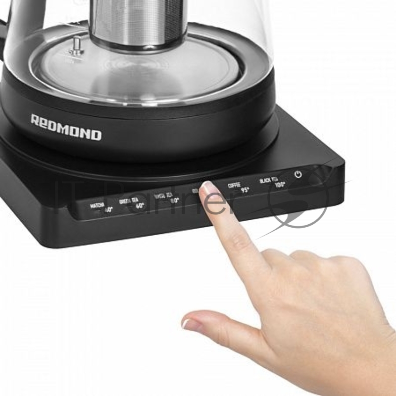 Чайник электрический Redmond RK-G1308D 1.7л. 1500Вт черный (корпус: стекло)