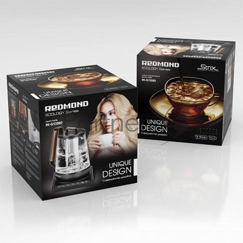 Чайник электрический Redmond RK-G1308D 1.7л. 1500Вт черный (корпус: стекло)