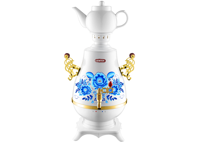 Самовар Centek CT-0092 A белый+рисунок+золото