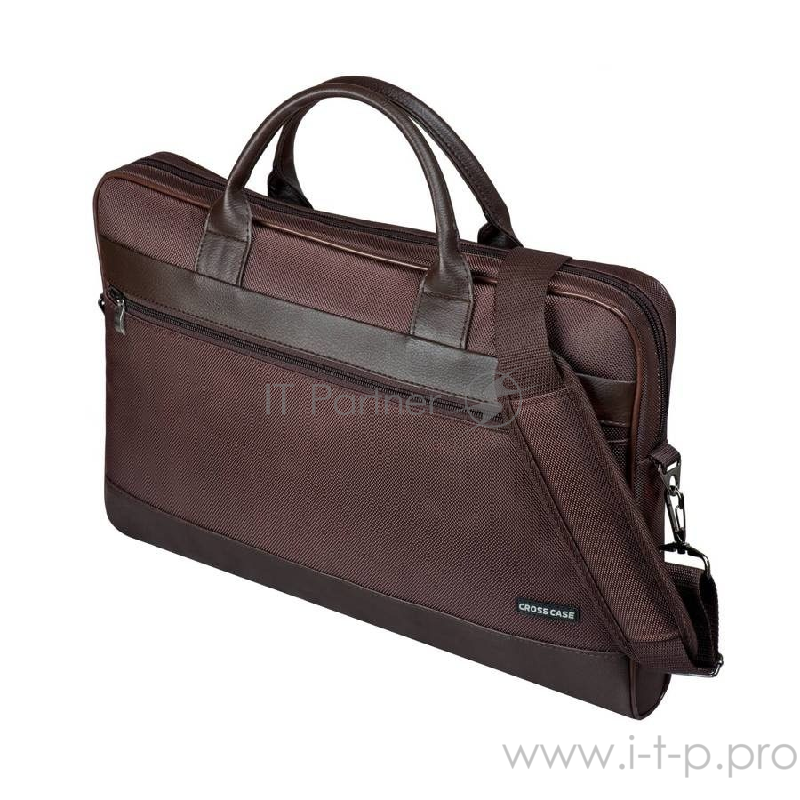 Сумка для ноутбука CROSS CASE CC17-014 чёрно-коричневая (17.3, нейлон, искусственная кожа)