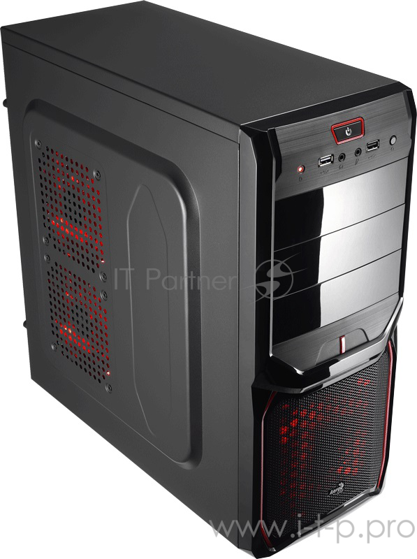 Корпус Miditower Aerocool V3X Advanced Devil Red Edition, ATX, черно-красный (без БП) EN57400