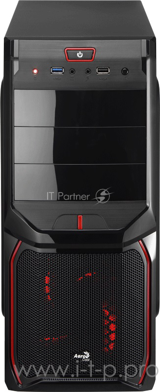 Корпус Miditower Aerocool V3X Advanced Devil Red Edition, ATX, черно-красный (без БП) EN57400