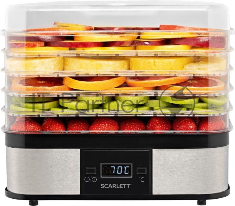 Сушка для фруктов и овощей Scarlett SC-FD421T19 5под. 245Вт нержавеющая сталь