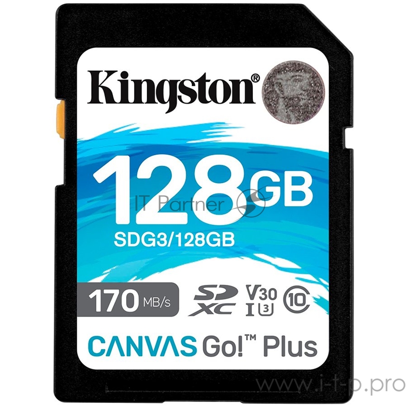 Карта памяти Kingston 128GB SDXC Canvas Go Plus 170R C10 UHS-I U3 V30 EAN: 740617301458
