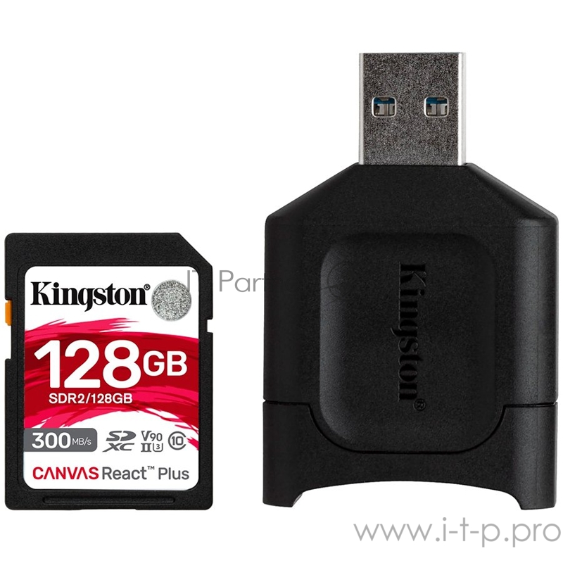 Карта памяти Kingston 128GB SDXC React Plus SDR2 + MLP SD Reader EAN: 740617302912
