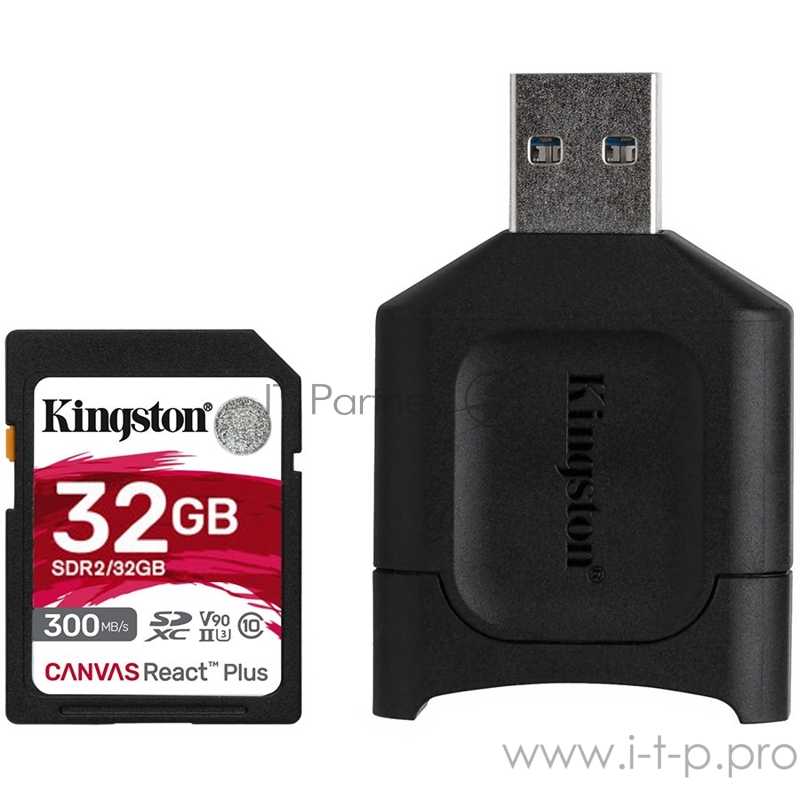 Карта памяти Kingston 32GB SDHC React Plus SDR2 + MLP SD Reader EAN: 740617302790