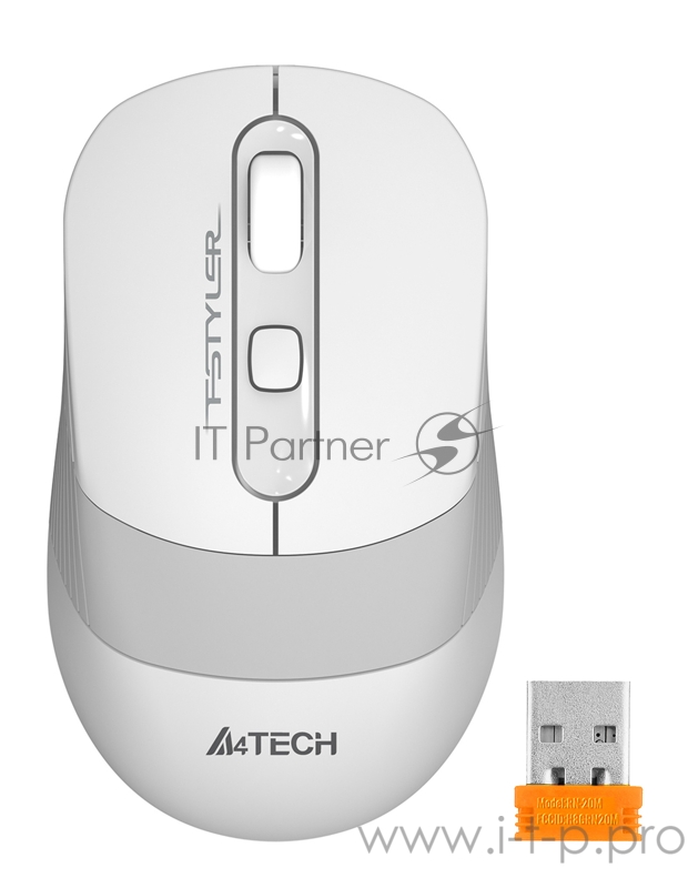 Мышь A4 Fstyler FG10S белый/серый оптическая (2000dpi) silent беспроводная USB (4but)