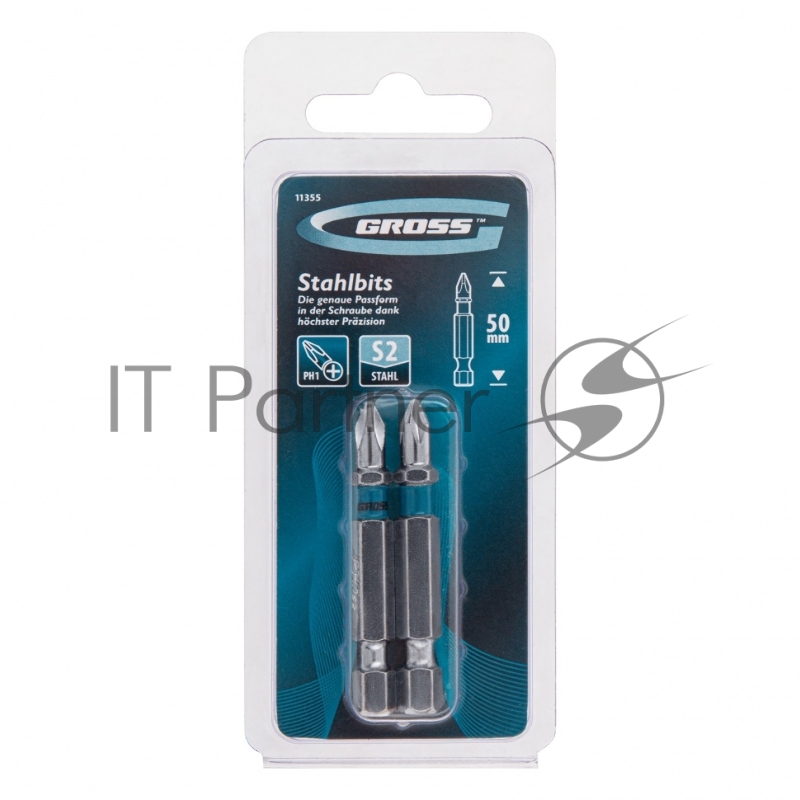 Набор бит GROSS 11355 ph1х50 сталь s2 2шт