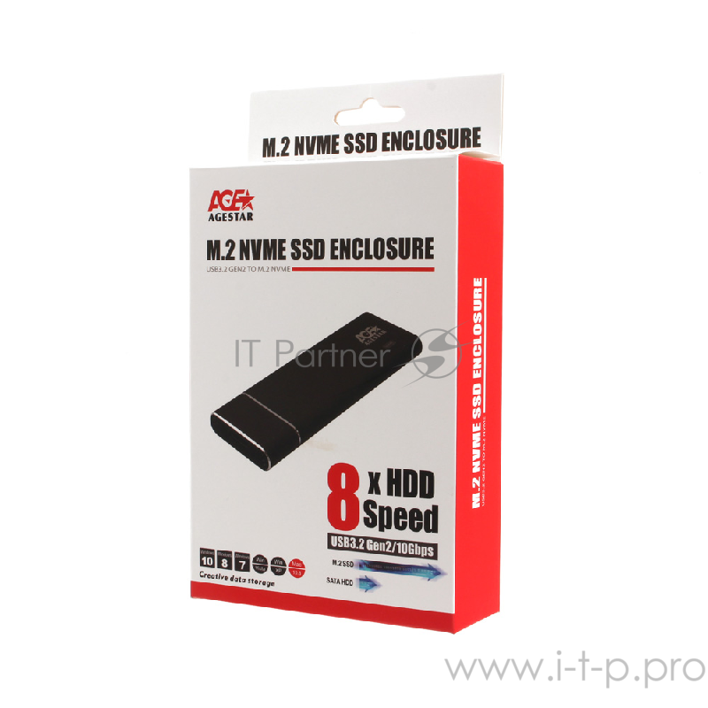 Внешний корпус AgeStar USB 3.1 Type-C M.2 NVME (M-key) AgeStar 31UBNV5C (BLACK), алюминий, черный