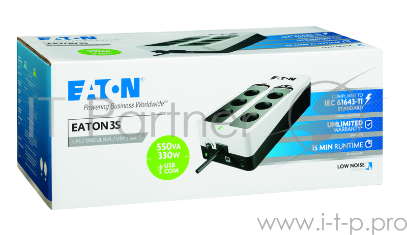 Источник бесперебойного питания Eaton 3S 550D 330Вт 550ВА белый/черный