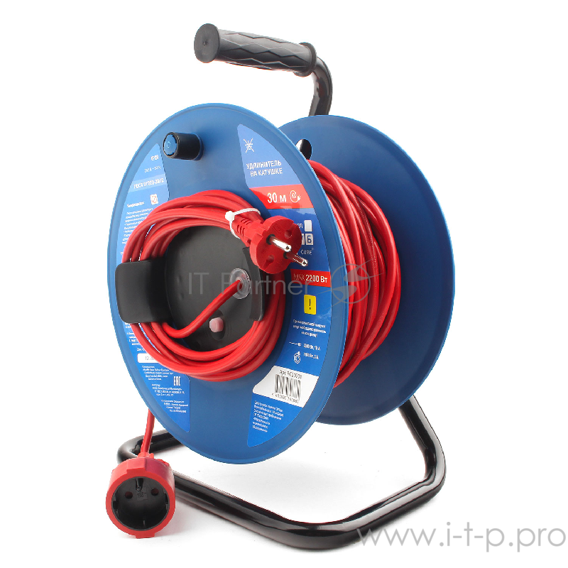 Силовой удлинитель на катушке Power Cube PC20202, 10 А/2,2 кВт, 40 м, 1 розетка б/з