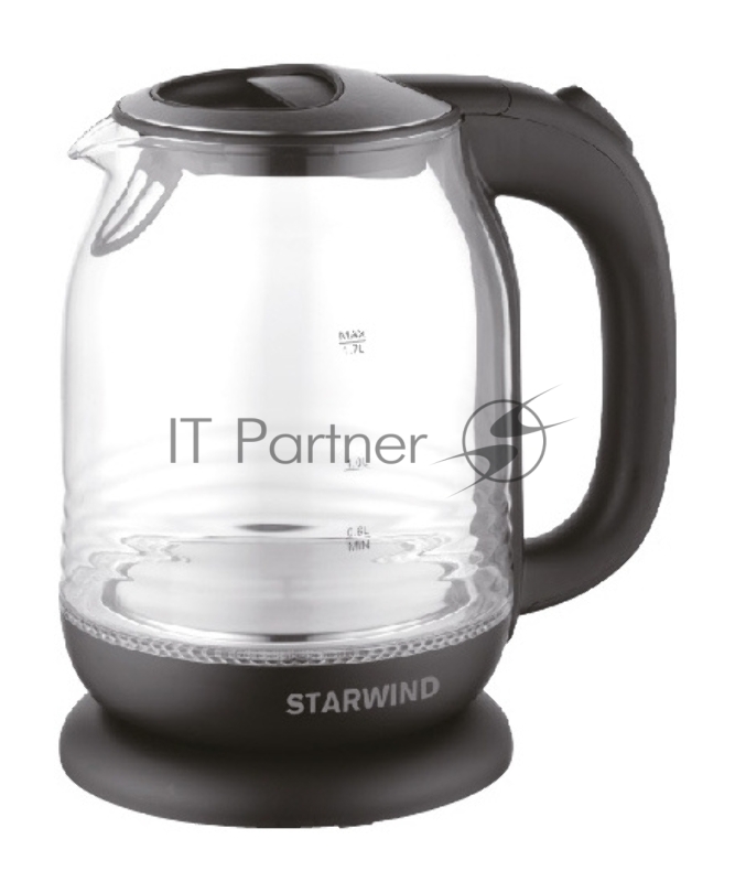 Чайник электрический Starwind SKG1311 1.7л. 2200Вт черный/серебристый (корпус: стекло)