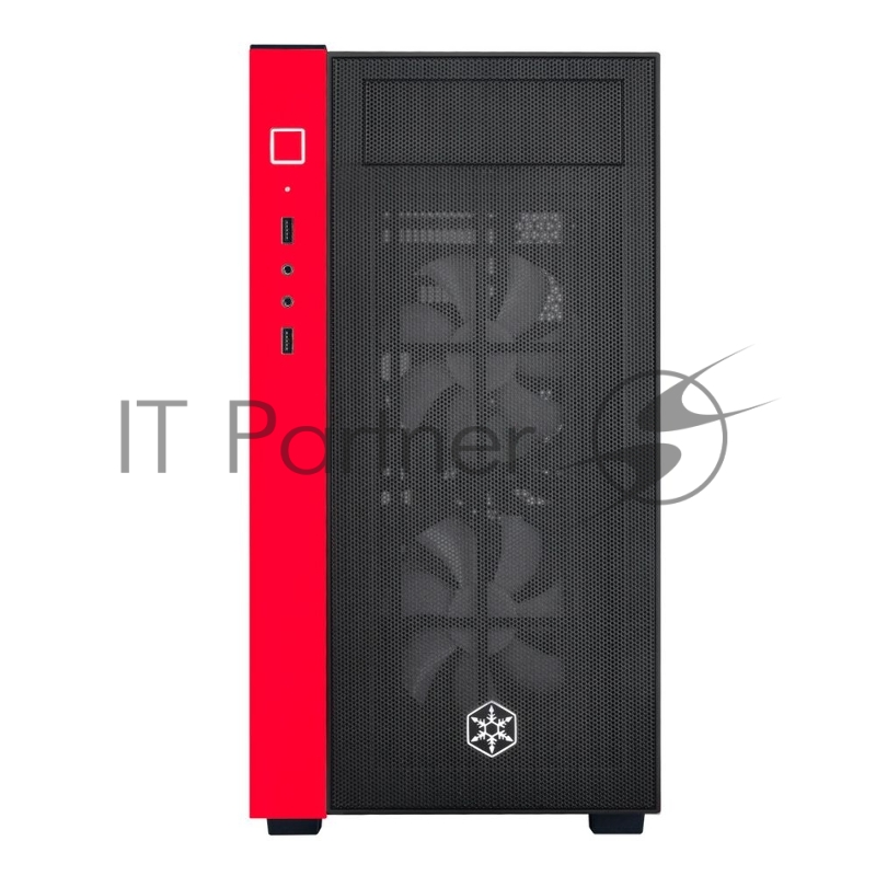 Корпус SilverStone SST-RL08BR-RGB черно-красный (ATX, закаленное стекло, RGP fan, 2xUSB 3.0, HD Audio)