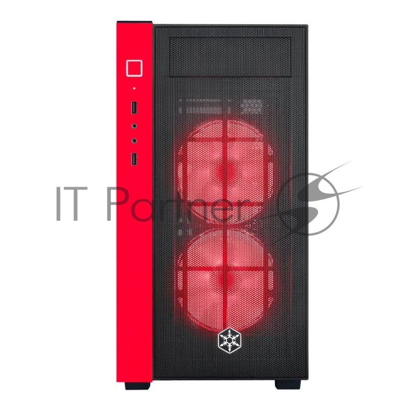 Корпус SilverStone SST-RL08BR-RGB черно-красный (ATX, закаленное стекло, RGP fan, 2xUSB 3.0, HD Audio)