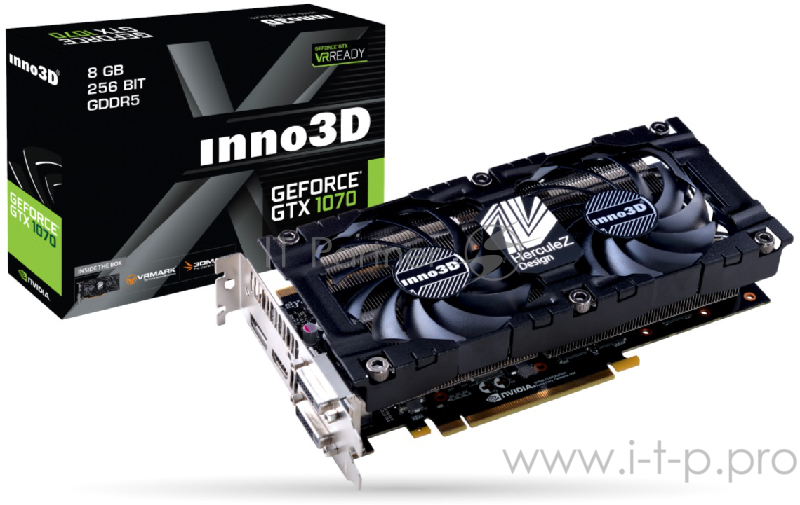 Видеокарта INNOVISION GeForce GTX1070 TWIN X2 / 8GB GDDR5 256bit / 1506-1683MHz / N1070-2SDV-P5DS / RTL
