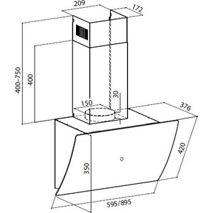 Вытяжка каминная Lex Plaza GS 900 WH белый управление: сенсорное (1 мотор)