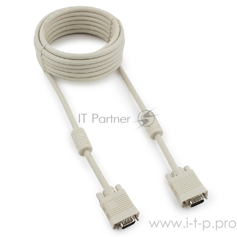 Кабель Gembird/Cablexpert CC-PPVGA-5M, Кабель VGA Premium , 15M/15M,5.0м, серый, тройной экран, феррит.кольца