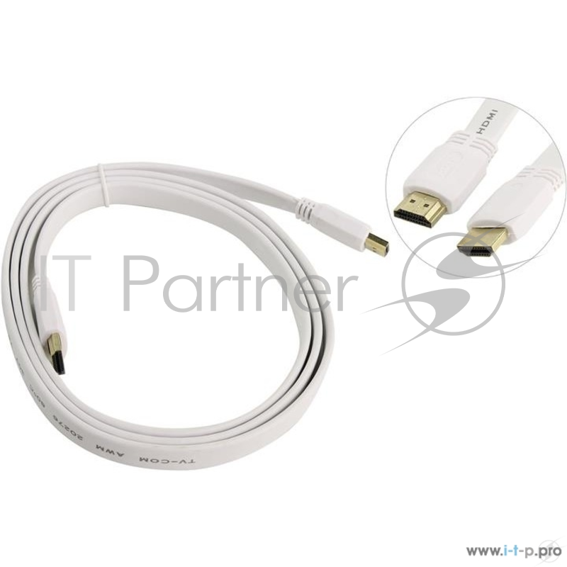 Кабель TV-COM Кабель цифровой (CG200FW-1.5M) HDMI-HDMI 1.4V 1,5m плоский, белый