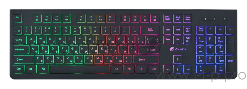 Клавиатура Oklick 440ML черный USB slim LED