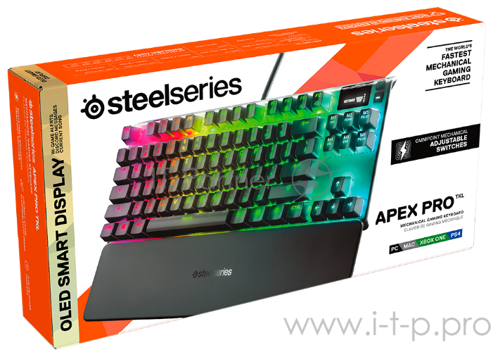 Клавиатура Steelseries Apex Pro TKL RU механическая черный USB Multimedia for gamer LED (подставка для запястий)