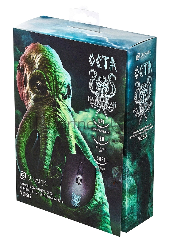 Мышь Oklick 706G OCTA черный оптическая (1600dpi) USB (4but)