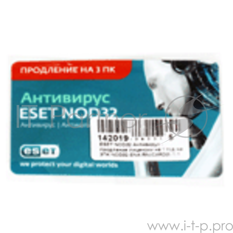 ПО Eset NOD32 Антивирус - продление лицензии на 1 год на 3ПК, CARD