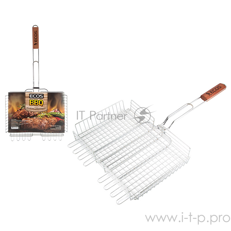 Ecos Решетка для барбекю ECOS-22002D глубокая (Хромированная, размер: 35 x 25 x 6см)
