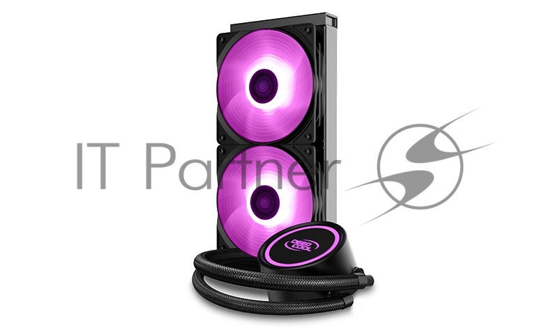 Комплект водяного охлаждения DEEPCOOL GAMMAXX L240 RGB V2 (универсальный, 240W, 18-30 dB, 500-1800 rpm, 2x120мм, (3+4) p