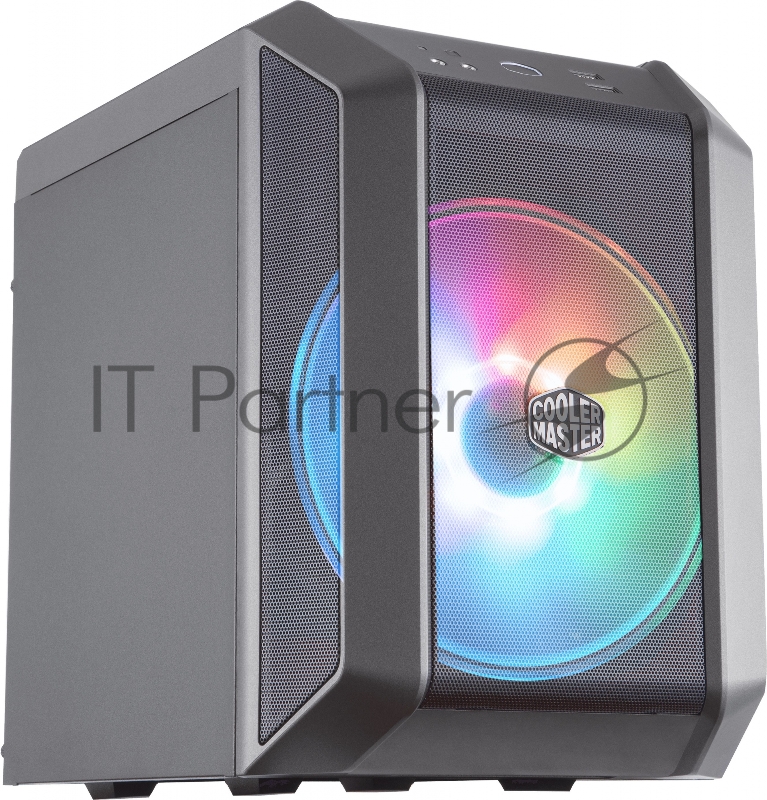 Корпус без БП Cooler Master MasterCase H100 Mesh, USB3.0x2, 1x200 ARGBFan, 1x RGB Controller, Black-Iron Grey, mITX, w/o PSU