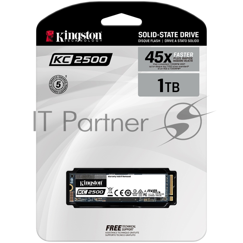 Твердотельный накопитель Kingston 1000GB KC2500 M.2 2280 NVMe R/W 3500/2900MB/s IOPs 375 000/300 000, 600TBW