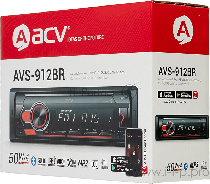 Автомагнитола ACV AVS-912BR 1DIN 4x50Вт