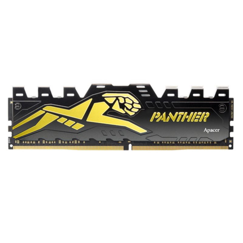 8GB Apacer DDR4 2666 DIMM Panther Golden Gaming Memory EK.08G2V.GEC Non-ECC, CL16, 1.2V, AHU08GGB26CDU7G, 1024x8, Heat Shield, RTL