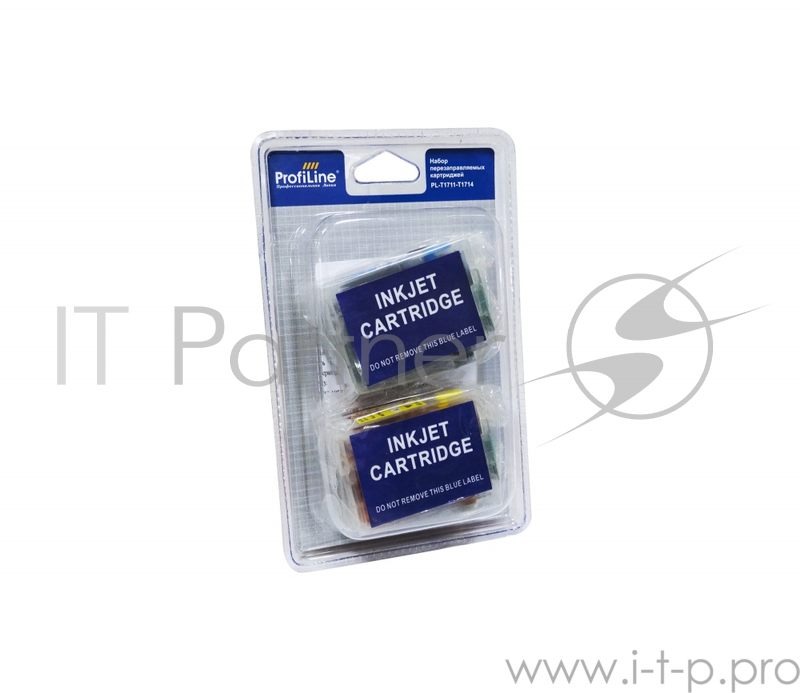 Перезаправляемые картриджи T1711-T1714 для принтеров EPSON Expression Home XP-33/103/203/207/303/306/323/ водные заправленные Bk-14мл/ CMY-9мл с чипом ProfiLine