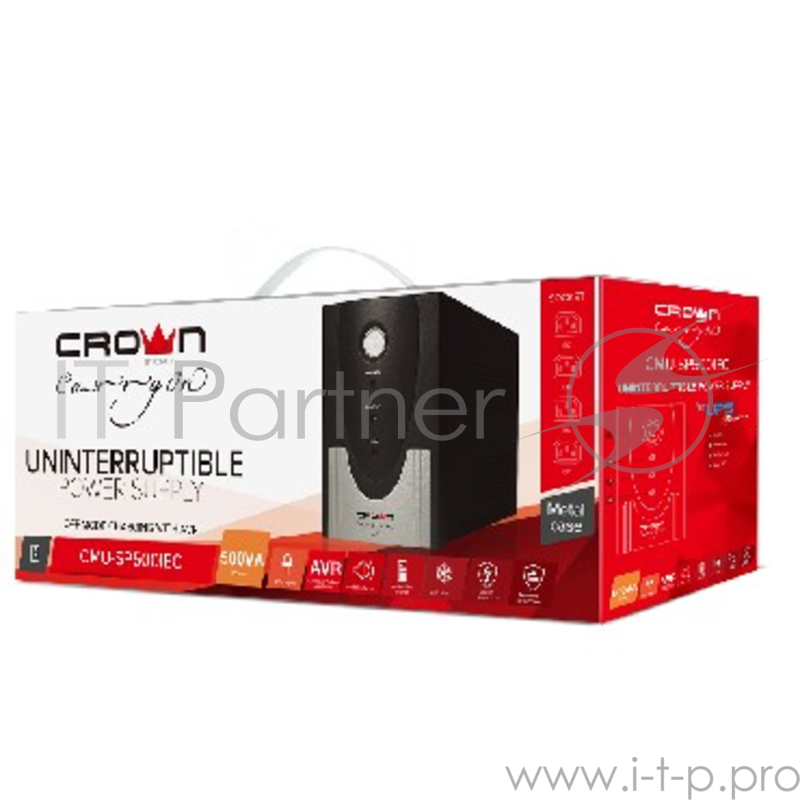 ИБП CROWN ИБП CMU-SP500 IEC {металл, 1x12V/4.5AH, розетки 4*IEC} CM000001487