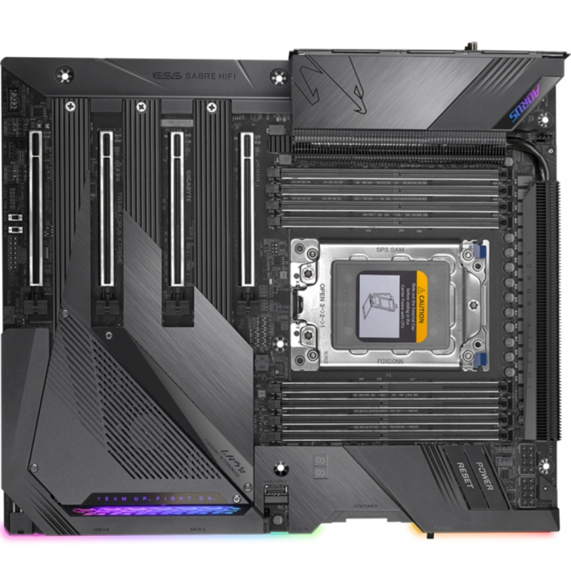 TRX40 AORUS XTREME, Socket sTRX4, AMD TRX40, 8xDDR4-3200, 4xPCI-Ex16, 8xSATA3(RAID 0/1/10), 3xM.2, 8 Ch Audio, 2x10Gb Lan, Wi-Fi, (0+4)xUSB2.0, (7+4)