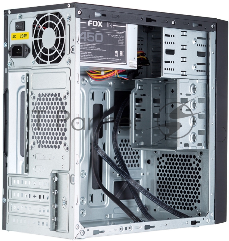 Корпус с блоком питания 450Вт. Case Foxline FL-733, mATX, 2x5.25EXT, 2x3.5EXT, 5x3.5INT, 2xUSB3.0, HDA, w/o FAN, w/450W ATX PSU, w/1.2m EU pwr cord