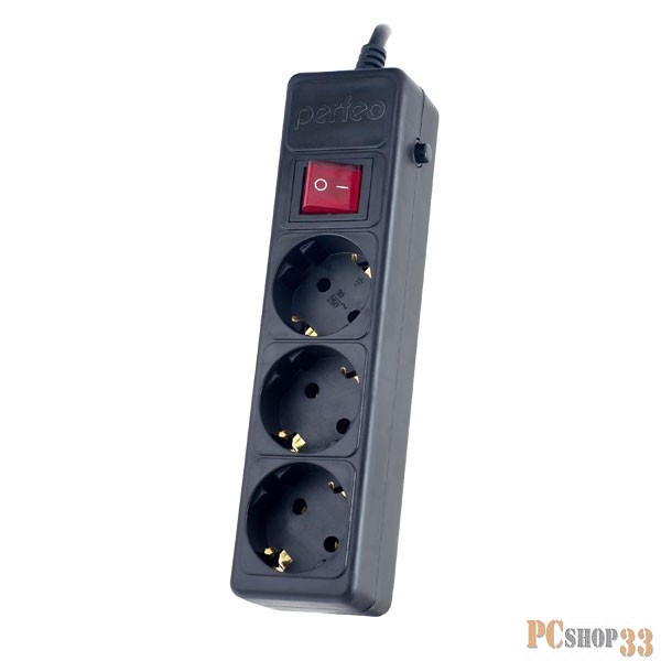 Perfeo Сетевой фильтр POWER+,PF_A4668 (5,0м, 3 розетки, черный (PF-PP-3/5,0-B))
