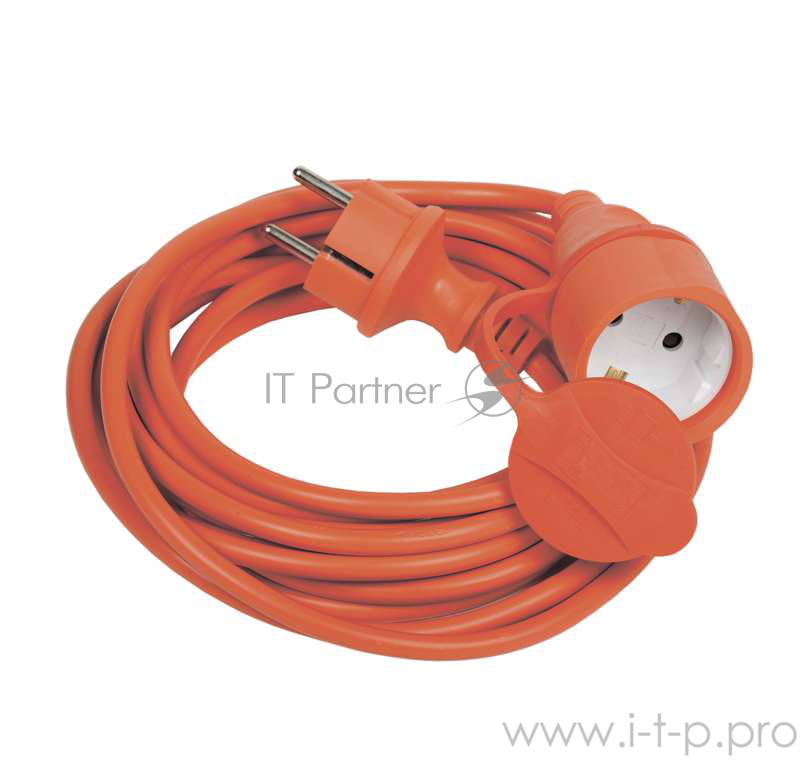 Iek WUP10-05-K09-44 Шнур УШ-01РВ оранж. с вилкой и розеткой 2Р+РЕ/5 метров 3х1,0 мм2 IP44 IEK