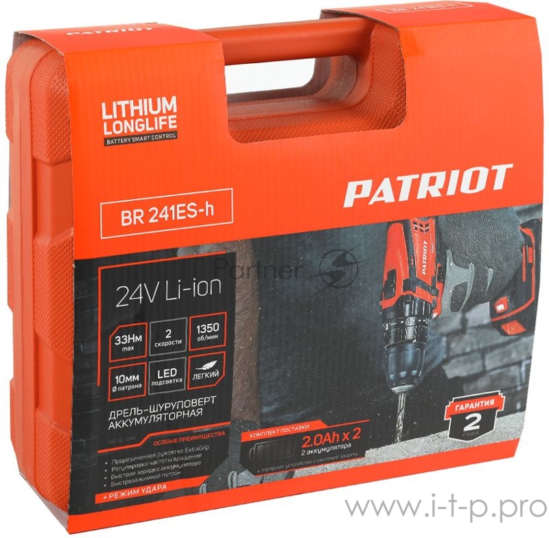 Дрель-шуруповерт аккумуляторная PATRIOT BR 241ES-h