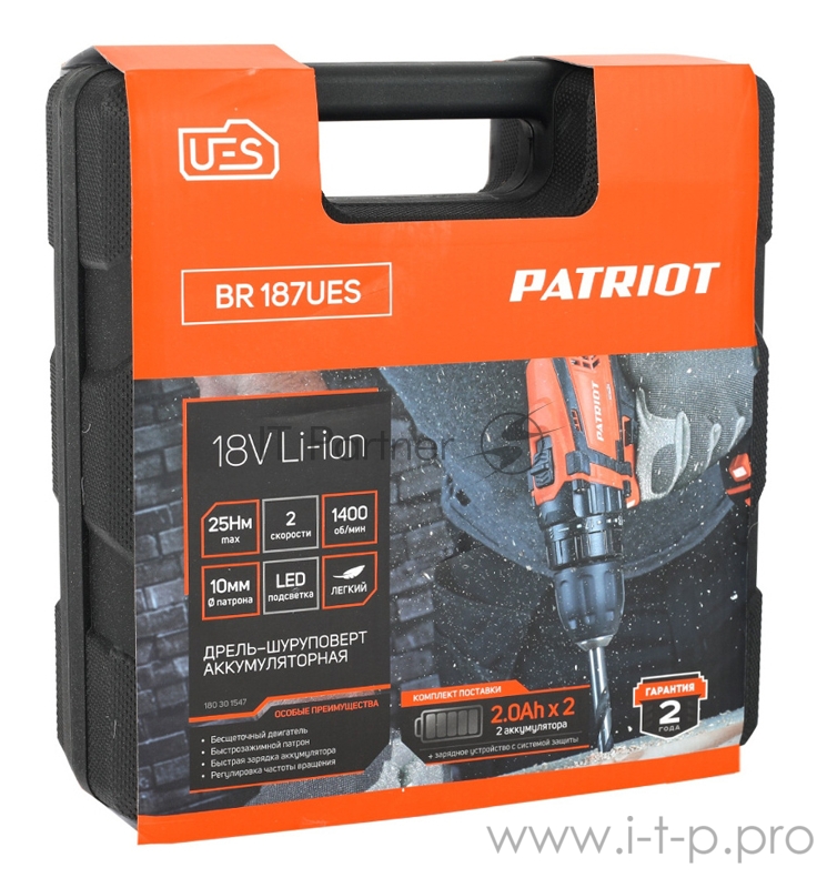 Дрель-шуруповерт аккумуляторная PATRIOT BR 187UES