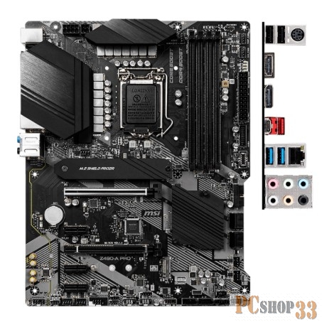 Материнская плата LGA1200, 4 x DDR4 DIMM 2133 (4800 OC), Z490-A PRO, RTL