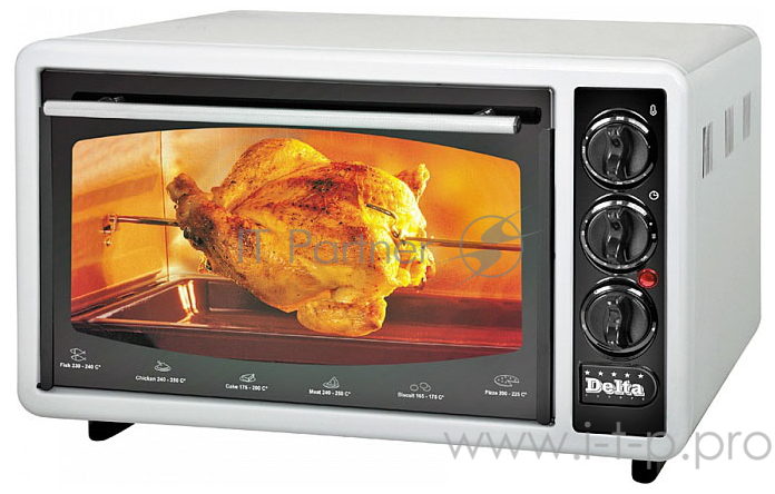 Духовка электрическая DELTA D-0324 (1200 Вт,34 л,2 нагреват. элемента,2 противня,решетка,вертел, таймер 90 мин)