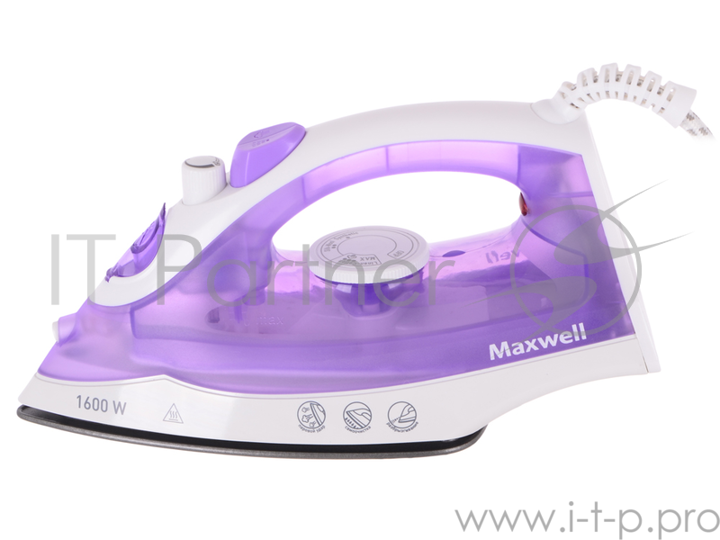 Утюг Maxwell MW-3052 (VT) 1200 Вт,подошва с антипригарным покрытием,паровой удар